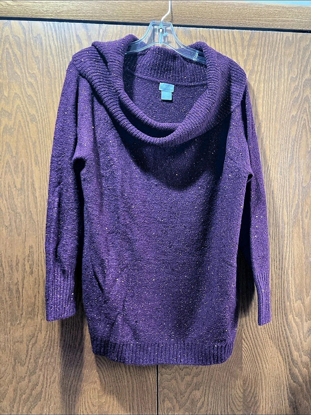 Chico's Cowl Neck Sweater in Deep Plum Size 2 or women’s 12
